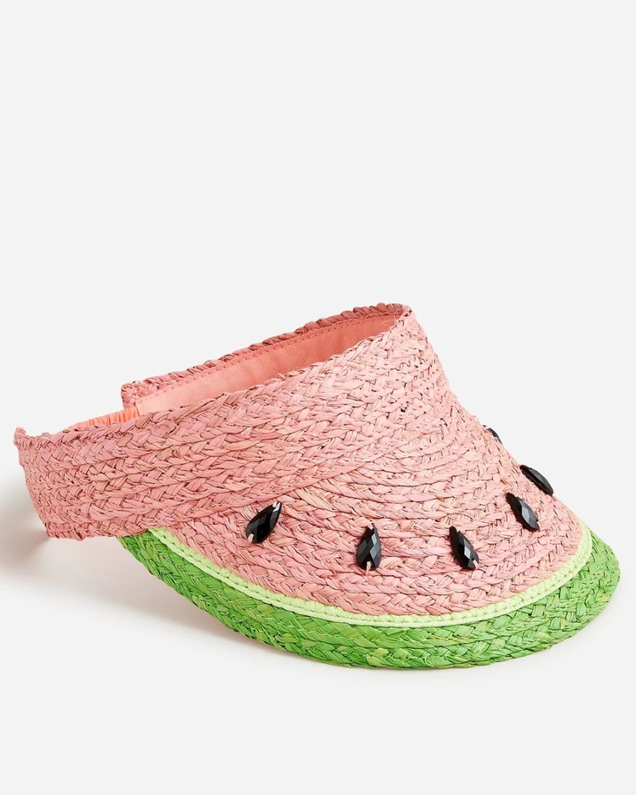J.Crew Girls' Watermelon Multi Printed Sun Visor for Summer