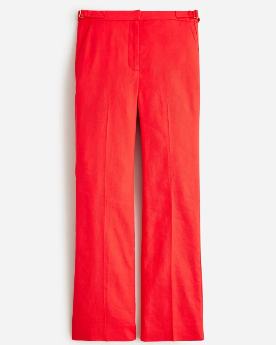 J.Crew Women's Slim-Fit Flare Pants in Stretch Linen Blend - Belvedere Red