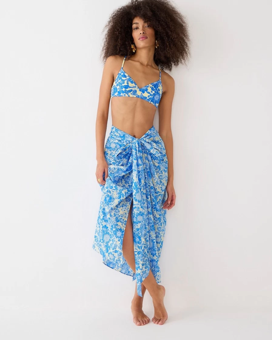 J.Crew Women's Sail Blue Floral Draped Sarong