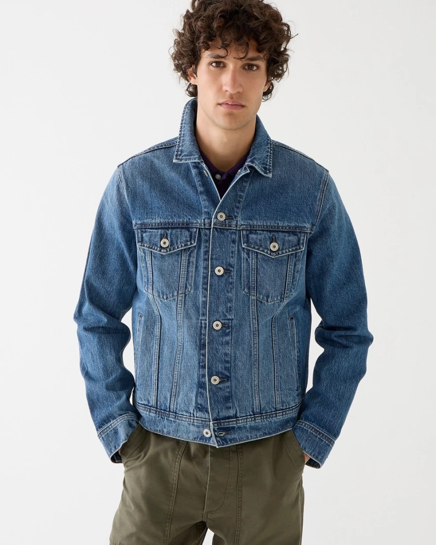 Men's J.Crew Medium Wash Denim Jacket for Casual Wear