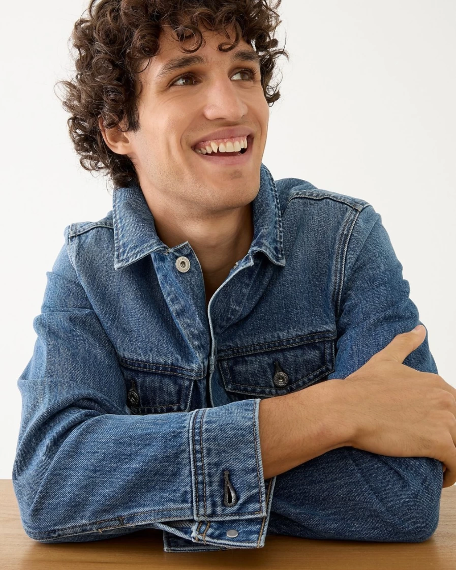 Men's J.Crew Medium Wash Denim Jacket for Casual Wear