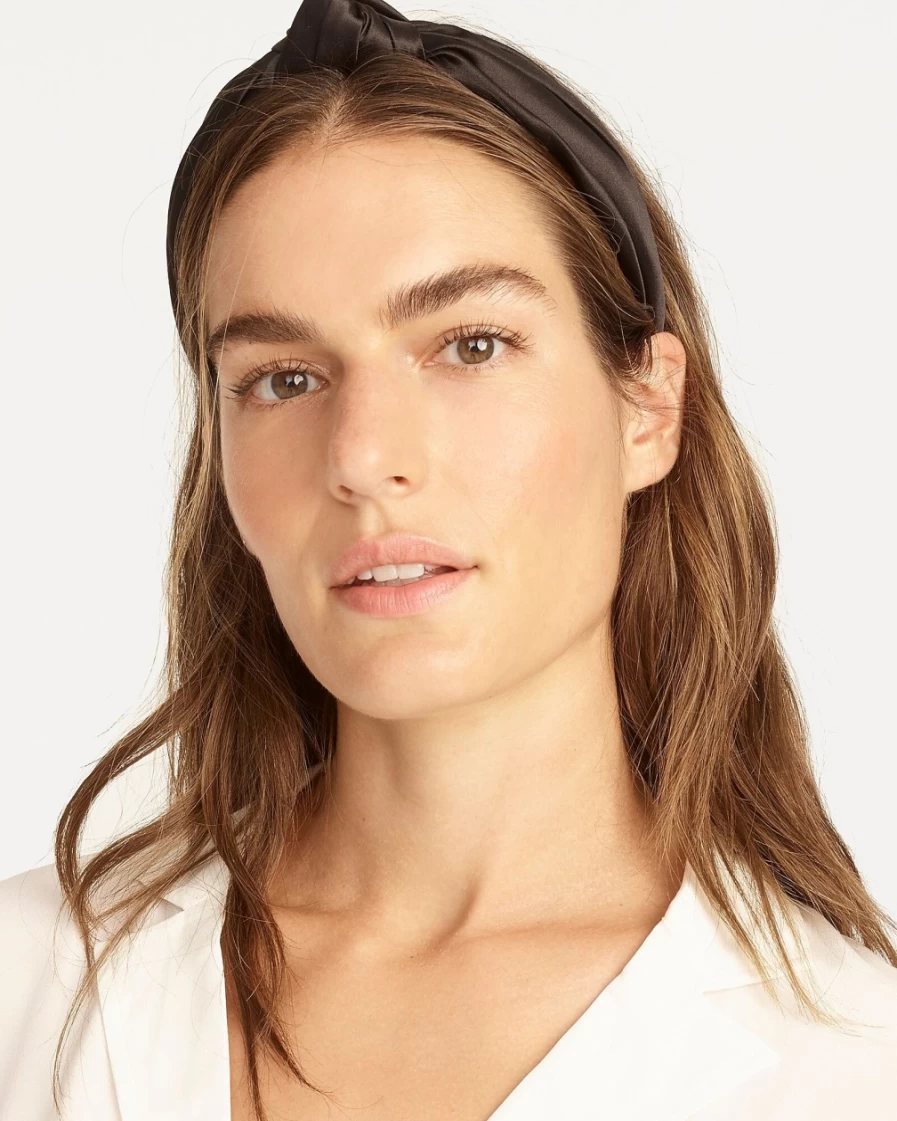 J.Crew Women's Black Satin Knot Headband for Stylish Comfort