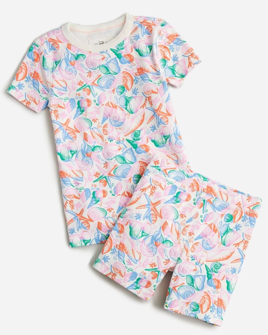J.Crew Girls' Rainbow Shells Printed Short-Sleeve Pajama Set