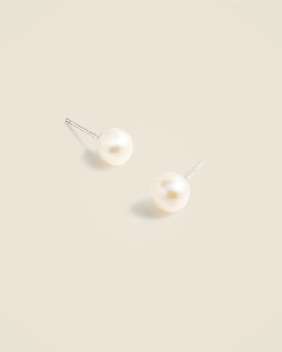 J.Crew Women's White Pearl Stud Earrings | Classic Elegant Jewelry