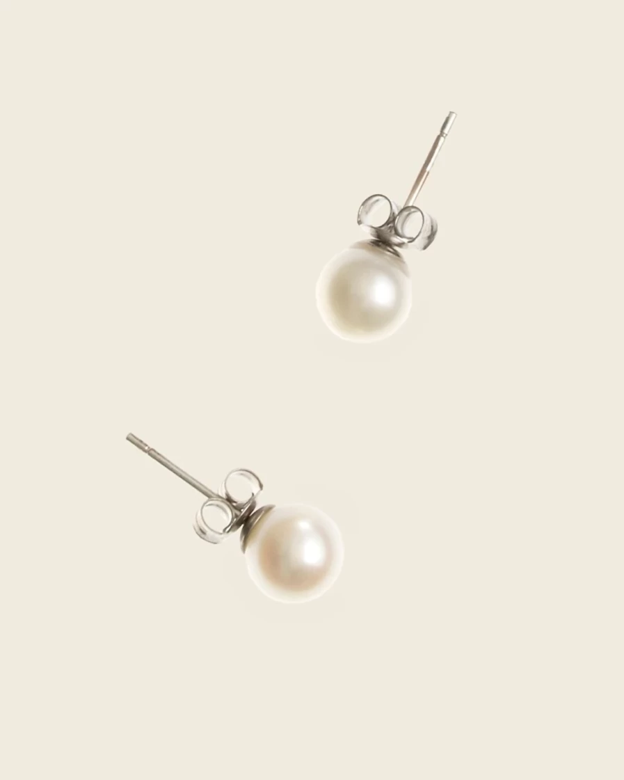 J.Crew Women's White Pearl Stud Earrings | Classic Elegant Jewelry