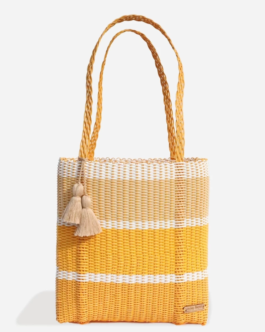 J.Crew Women's Yellow Multi Ixöq Large Recycled-Plastic Tote Bag