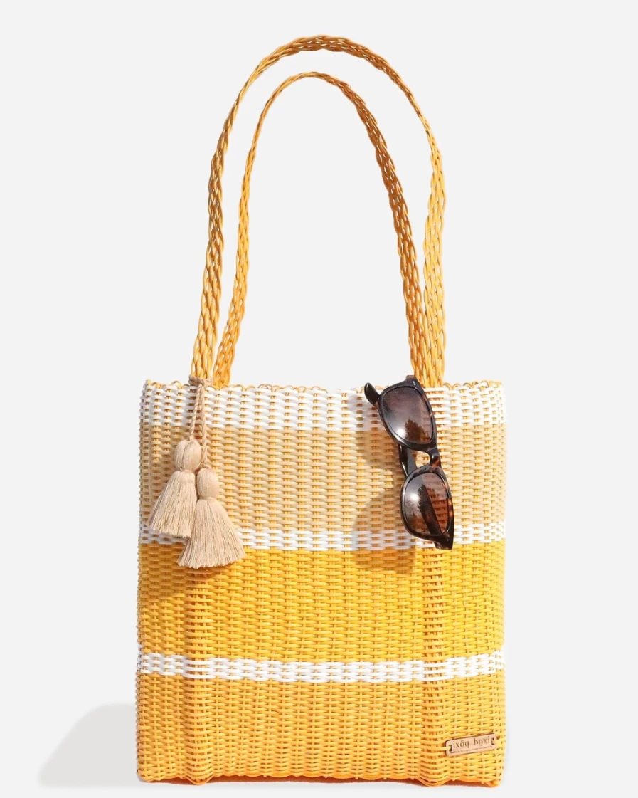 J.Crew Women's Yellow Multi Ixöq Large Recycled-Plastic Tote Bag