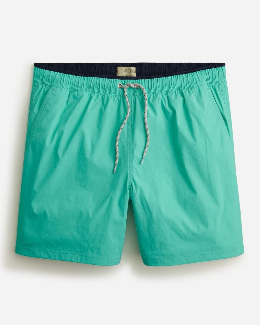 J.Crew Men's 6" Stretch Swim Trunks in Resplendent Quetzal Color
