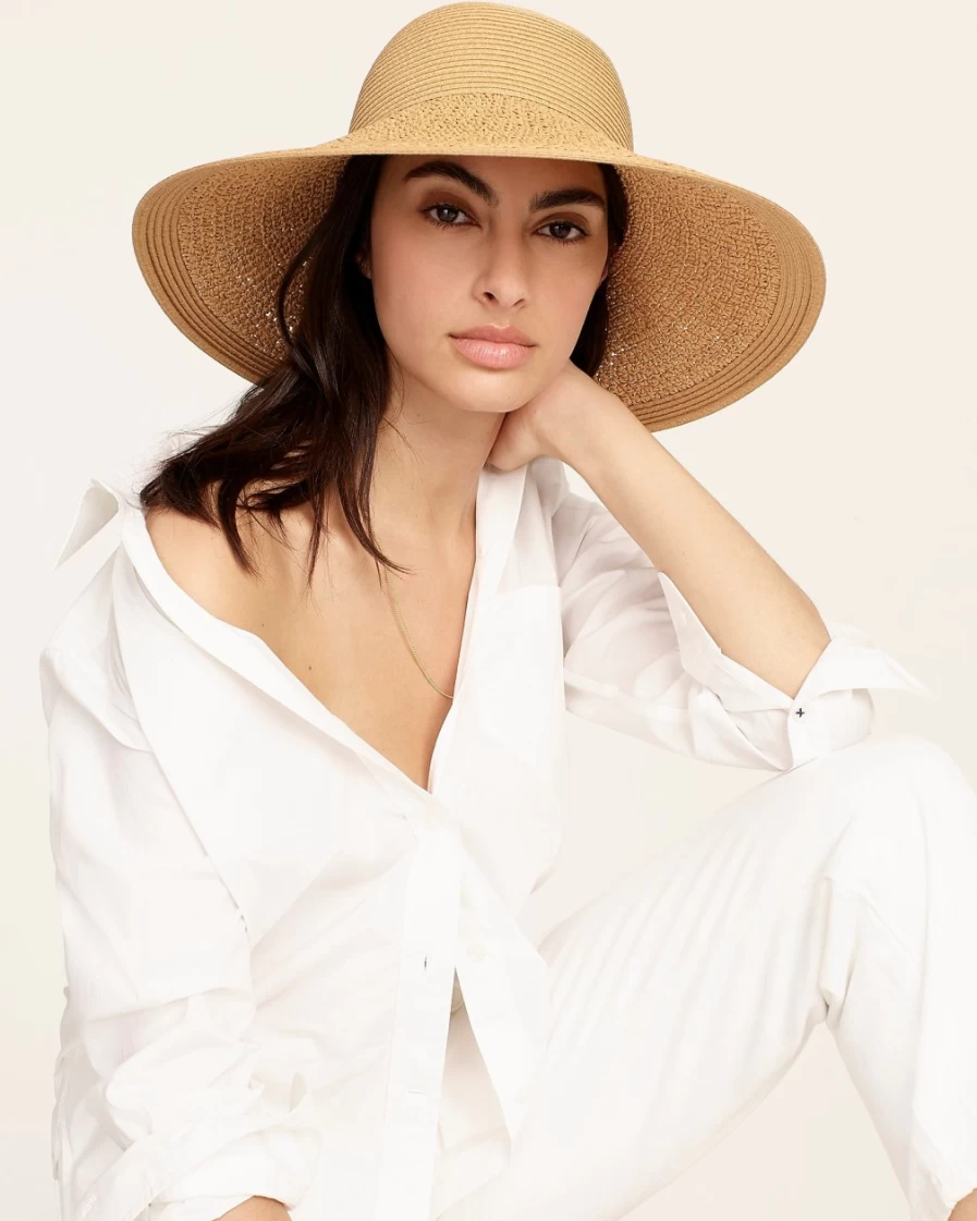 J.Crew Women's Textured Straw Summer Hat in Dusty Dune