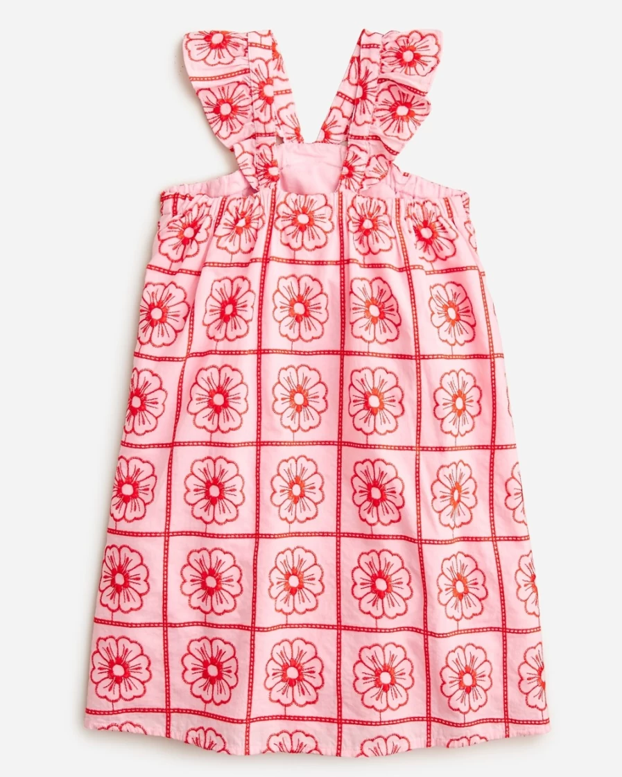 J.Crew Girls' Ruffle Halter Dress with Embroidery in Cupcake Blush Sweet Pea