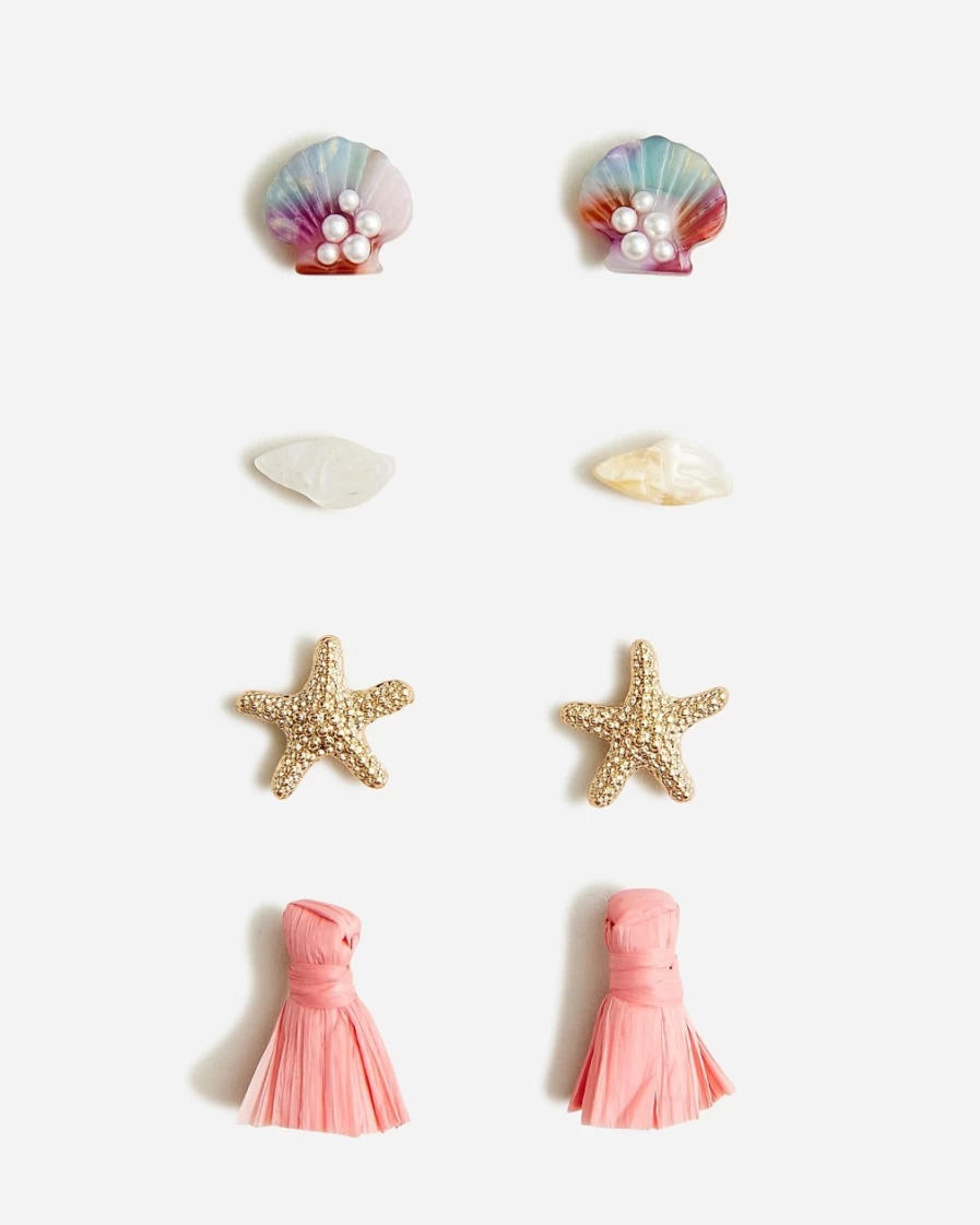 J.Crew Bright Pink Mermaid Earrings for Girls - Sparkly Dangle Earrings Pack