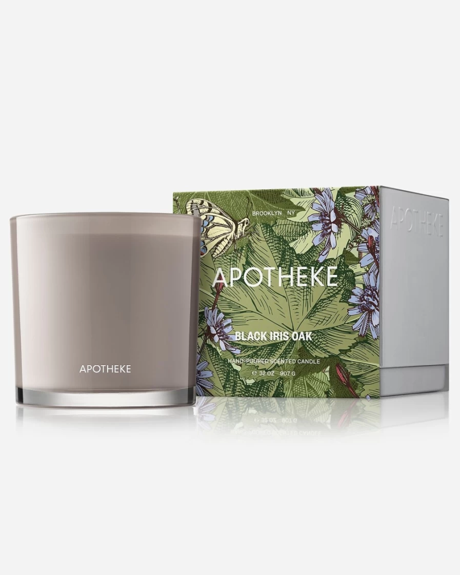 J.Crew Grey Apotheke Black Iris Oak Scented Three-Wick Candle