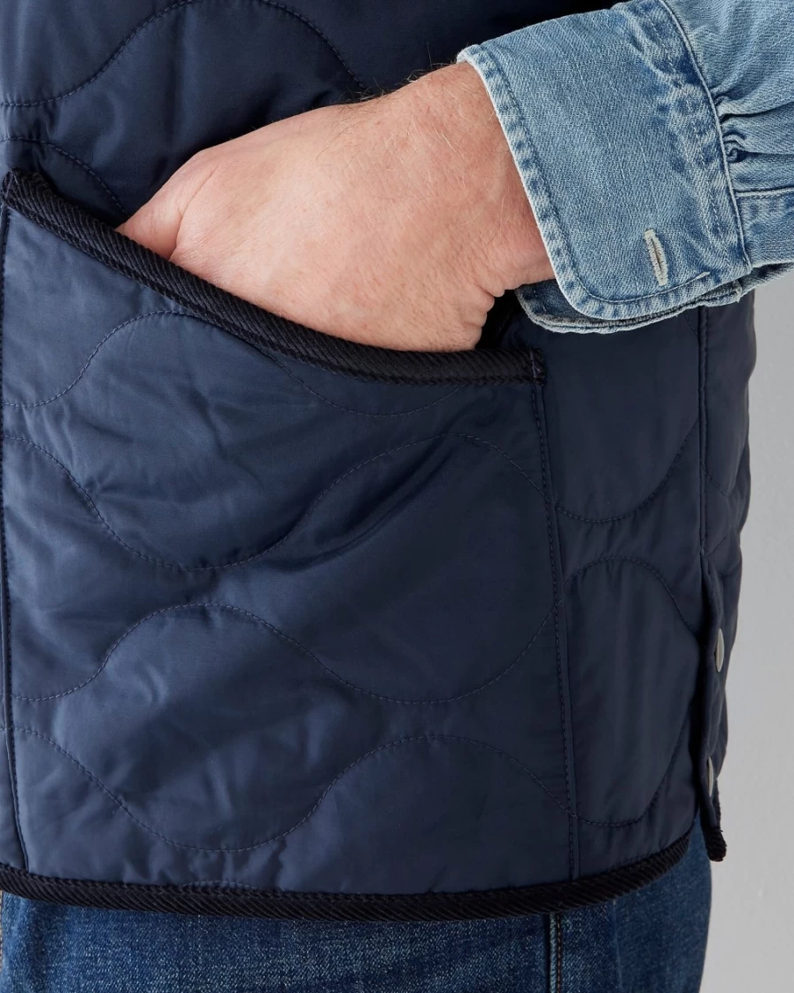 J.Crew Men's Arctic Navy Onion-Quilted Vest with Corduroy Collar