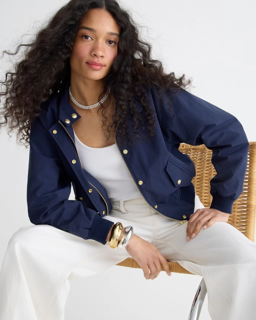 J.Crew Women's Navy Lightweight Bomber Jacket – Classic Collection