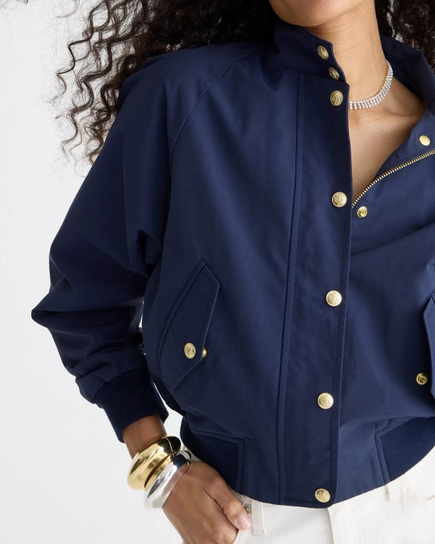 J.Crew Women's Navy Lightweight Bomber Jacket – Classic Collection
