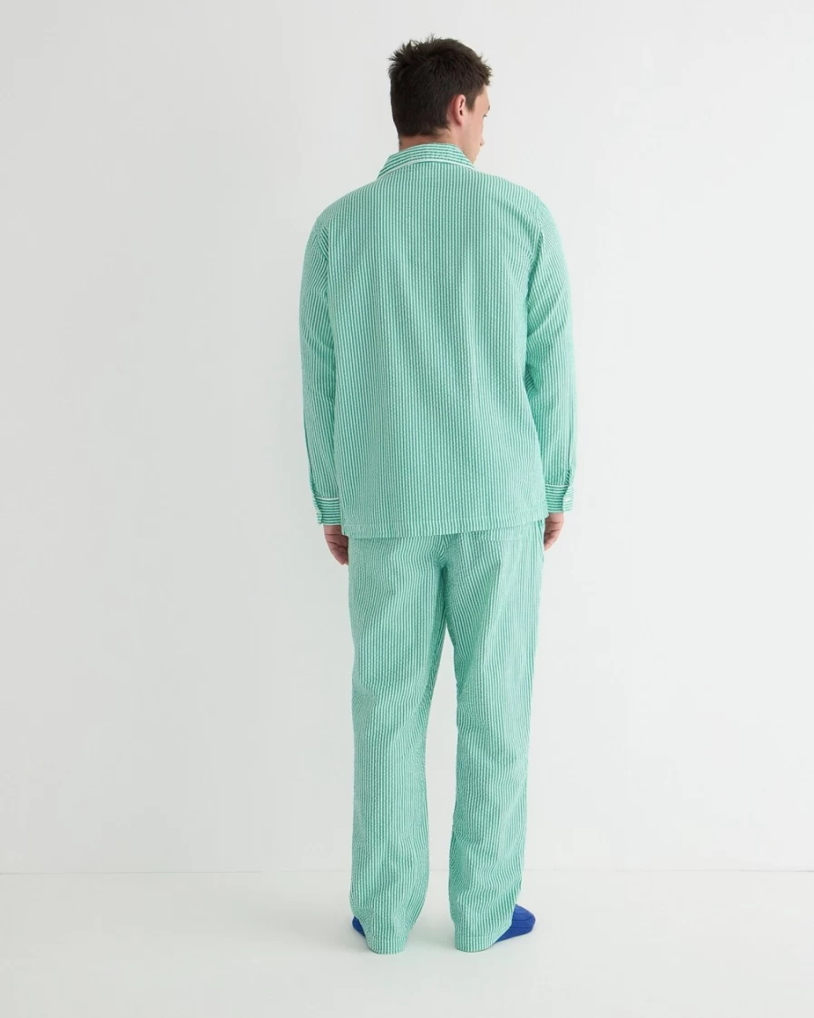J.Crew Men's Pine Stripe Seersucker Pajama Set in Organic Cotton