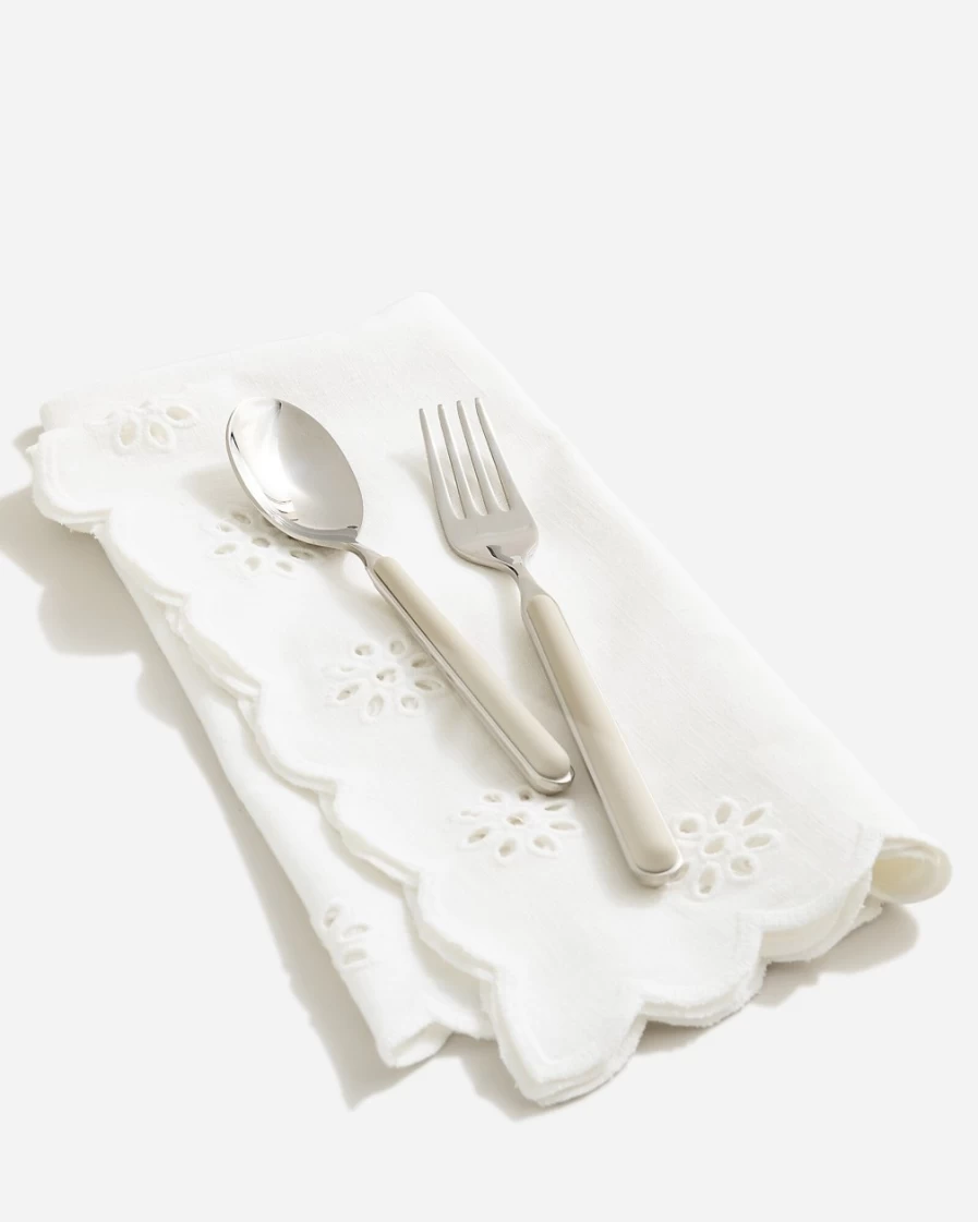J.Crew White Eyelet Napkins Set of Four for Elegant Dining