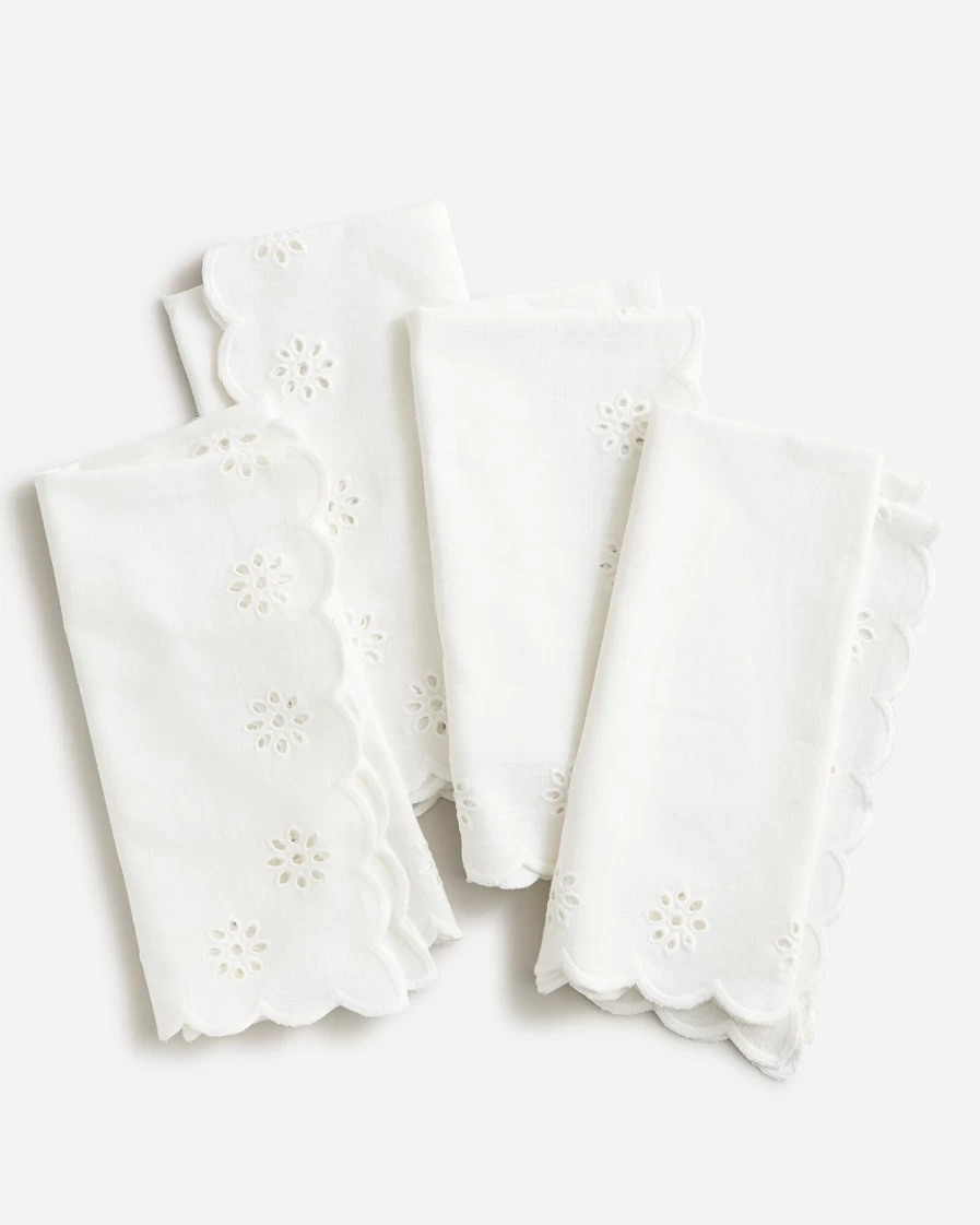 J.Crew White Eyelet Napkins Set of Four for Elegant Dining