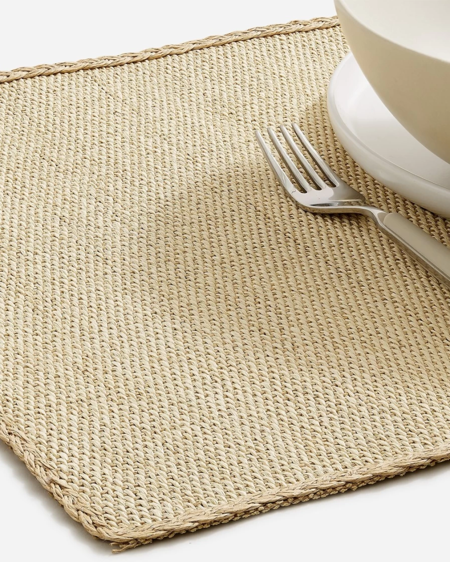 J.Crew Raffia Woven Place Mats - Set of 4 for Stylish Dining Table Decor