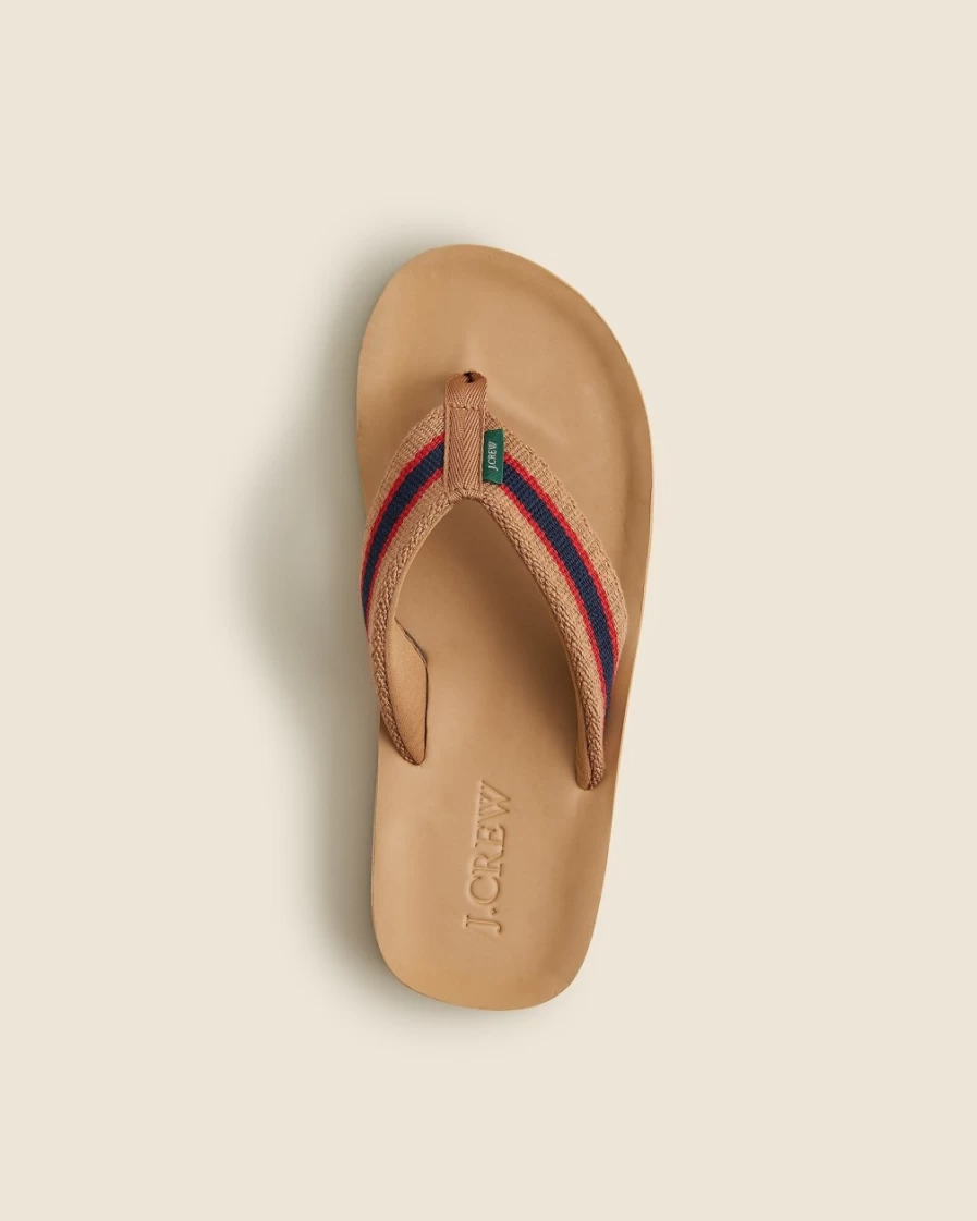 J.Crew Men's Khaki Multi Stripe Striped Flip-Flops