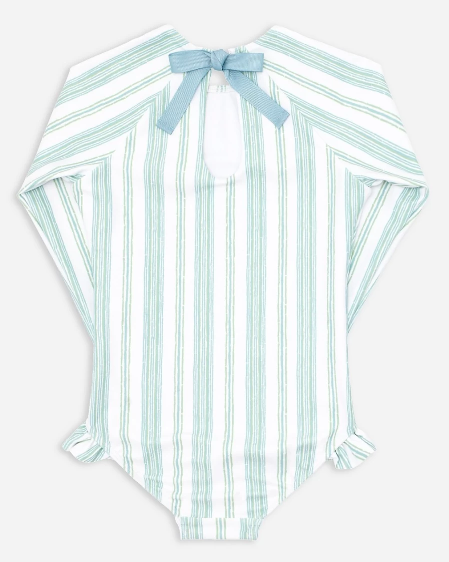 J.Crew Girls' Minnow Striped One-Piece Rash Guard in White Multi
