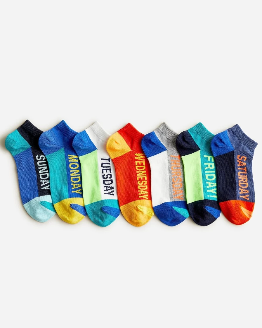 J.Crew Boys' Blue Green Multi Days of the Week Ankle Socks