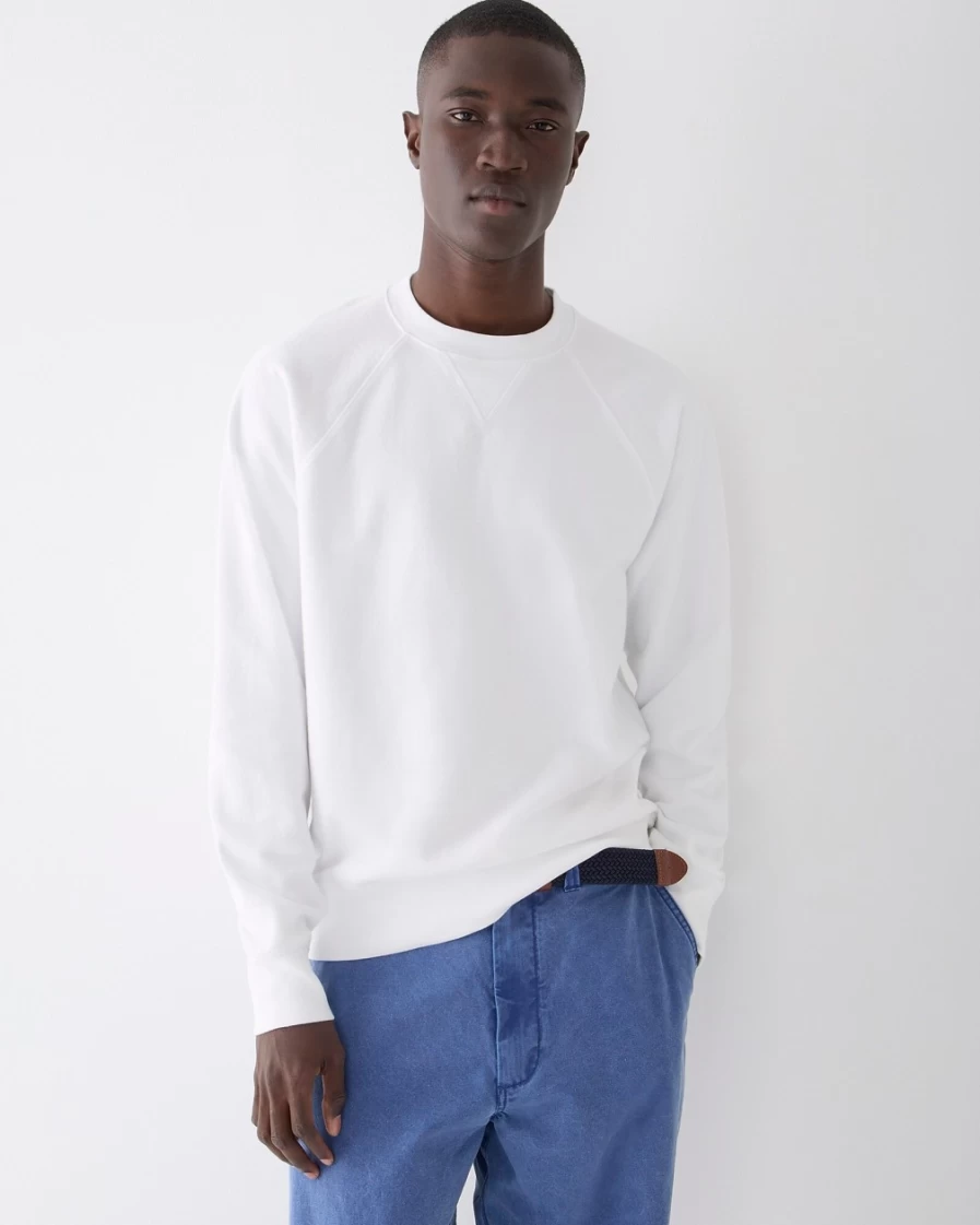 J.Crew Men's Lightweight French Terry Sweatshirt in White