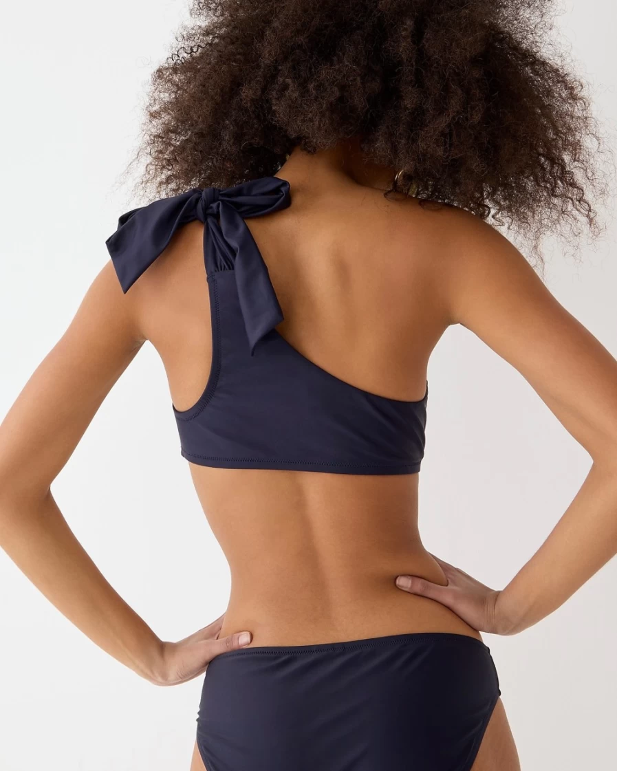 J.Crew Women's Navy Bow One-Shoulder Bikini Top