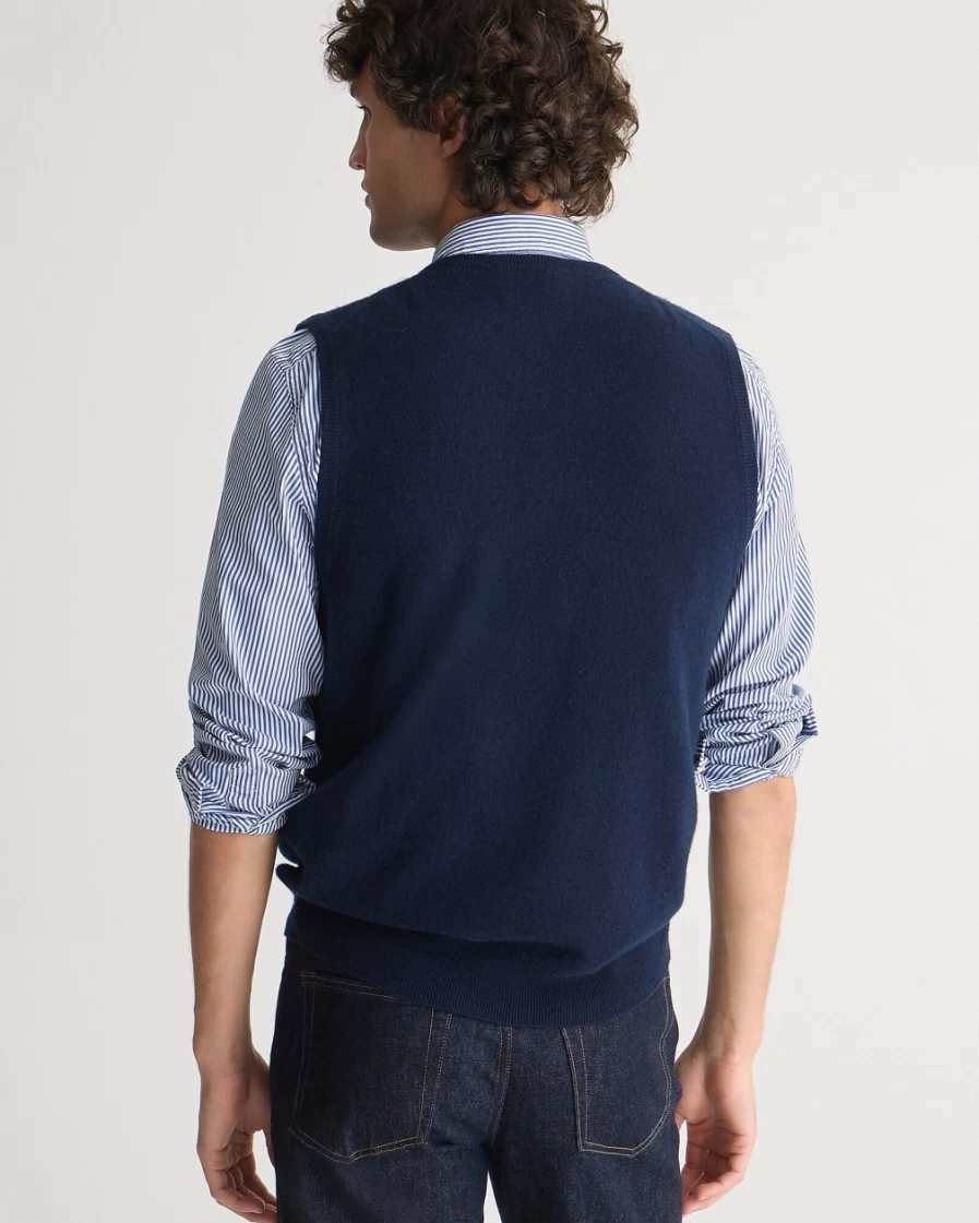 J.Crew Men's Navy Cashmere Sweater Vest for Men – Premium Knit Vest