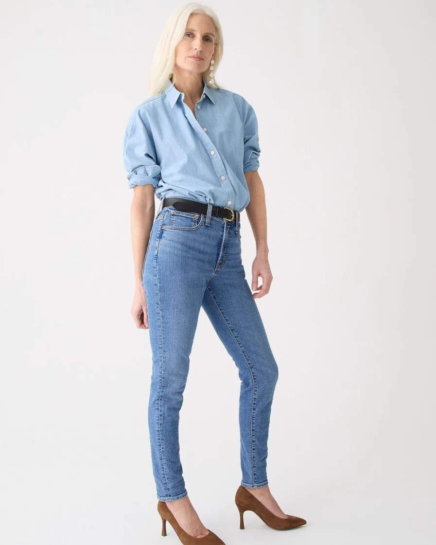 J.Crew Women's 9" Toothpick Jean in Bluebell Wash - High-Rise Slim Fit Denim Shorts