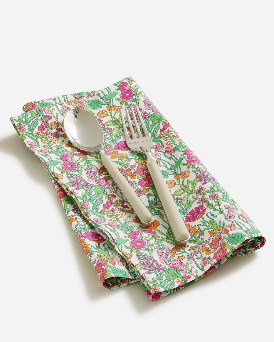 J.Crew Liberty® Fabric Set of 4 Fuchsia Tangerine Napkins
