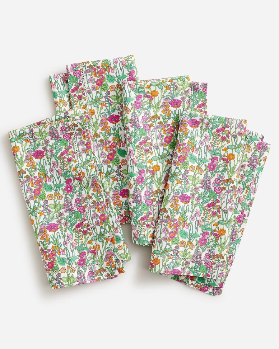 J.Crew Liberty® Fabric Set of 4 Fuchsia Tangerine Napkins