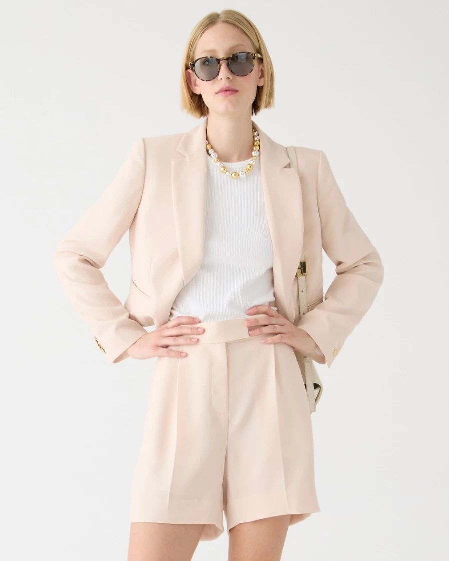 J.Crew Women's Limited-Edition High-Rise Suit Shorts in Raw Cashew City Crepe