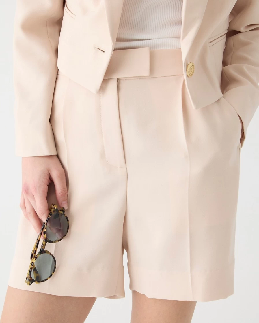 J.Crew Women's Limited-Edition High-Rise Suit Shorts in Raw Cashew City Crepe