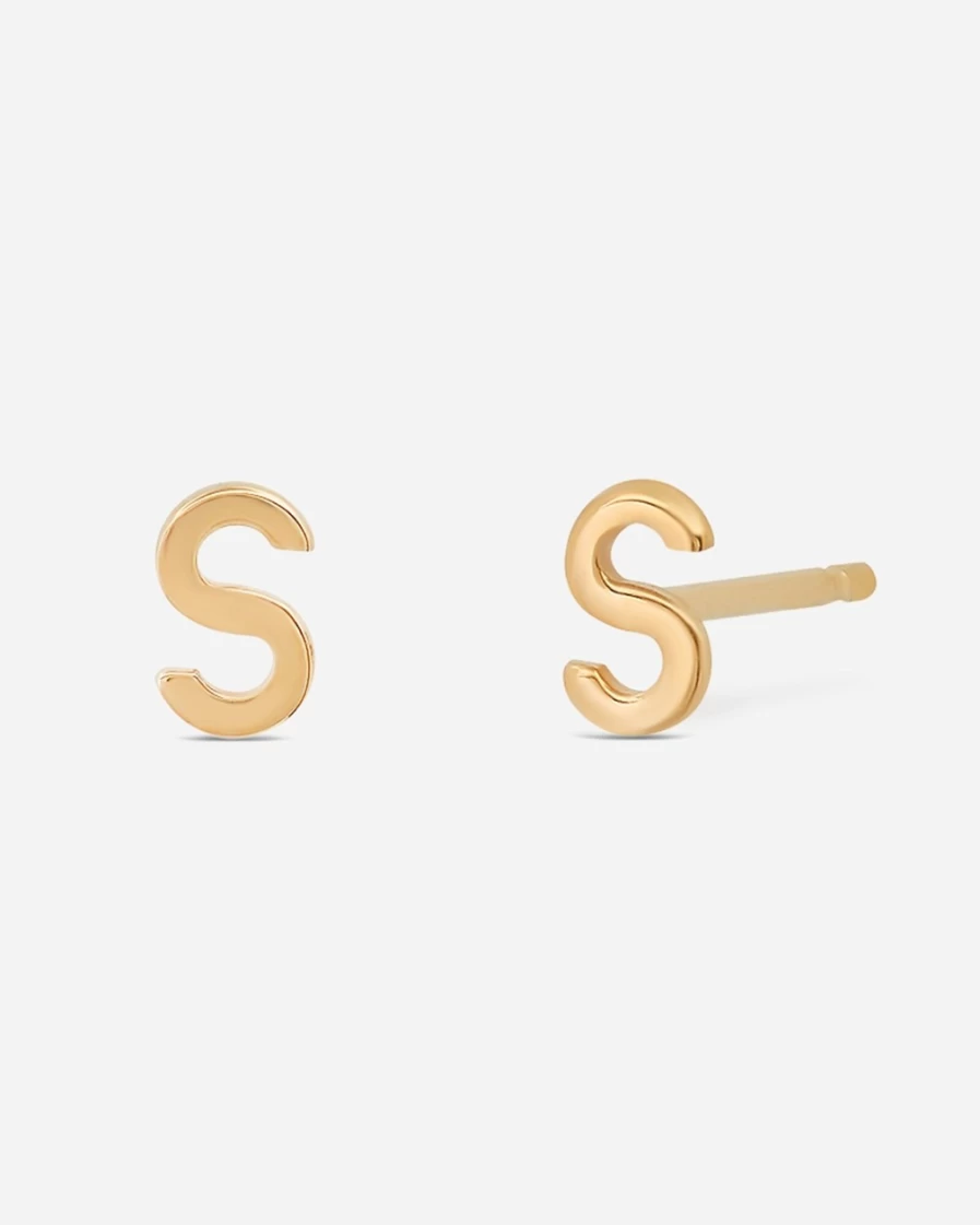 J.Crew Women's Small Initial 'S' Letter Earrings by Bychari