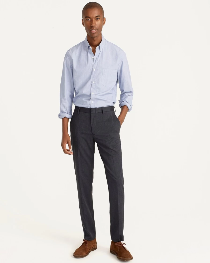 J.Crew Men's Bowery Slim-Fit Dress Pants in Navy Grey Oxford