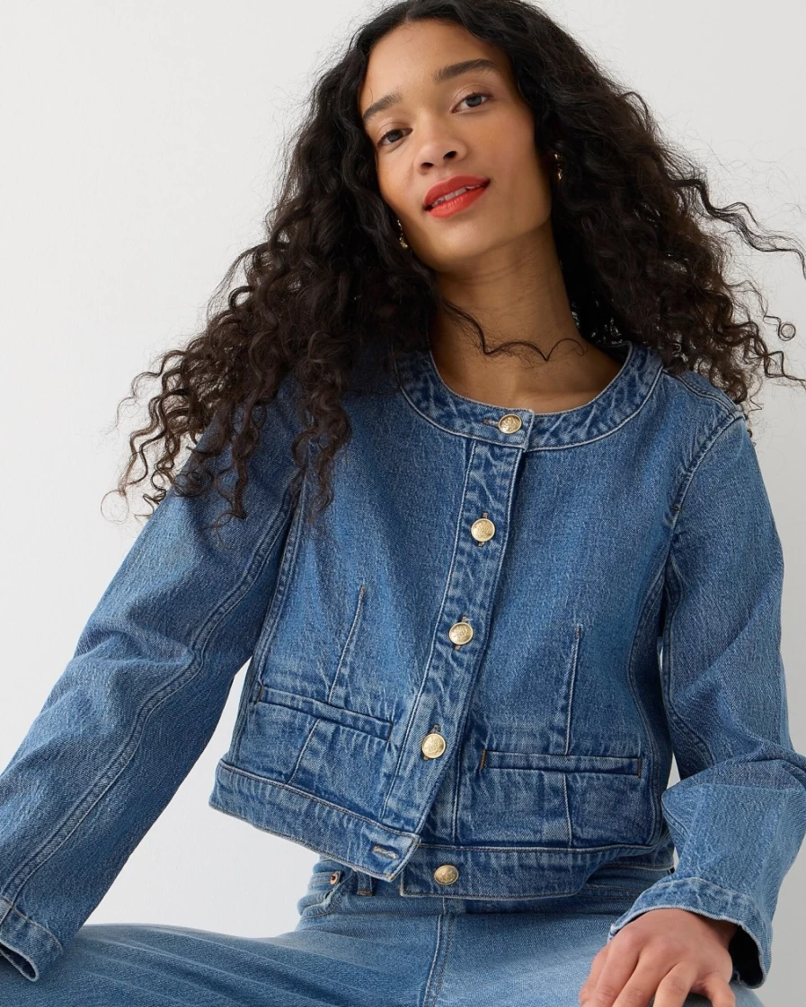 J.Crew Women's Louisa Denim Jacket in Medium Indigo Wash