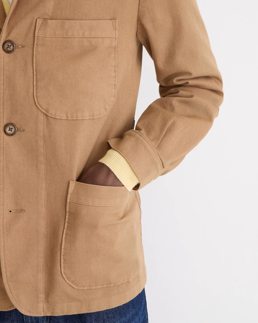 J.Crew Men's English Khaki Wallace & Barnes Three-Button Chore Blazer