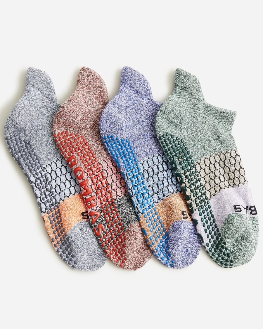 J.Crew Boys' Triblock Gripper Socks 4-Pack - 4B Blue Violet Non-Slip Kids' Athletic Socks