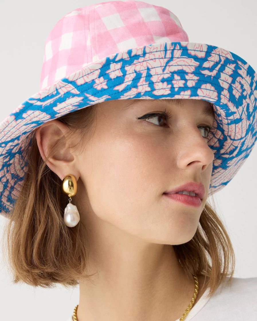 J.Crew Women's Reversible Bucket Hat in Blue | Sz Blockprints™ Collaboration