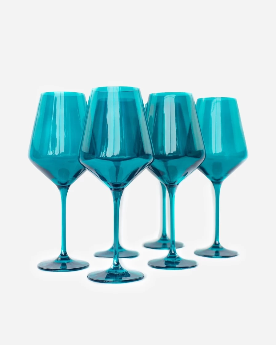 J.Crew Estelle Green Colored Glass Stemware Set - 6-Piece