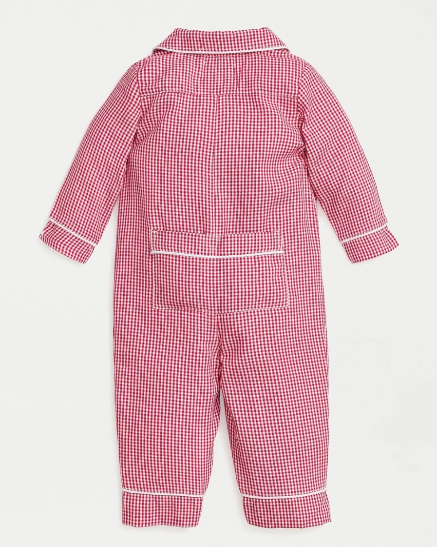 J.Crew Petite Plume Boys' Red Multi Gingham Romper for Infants