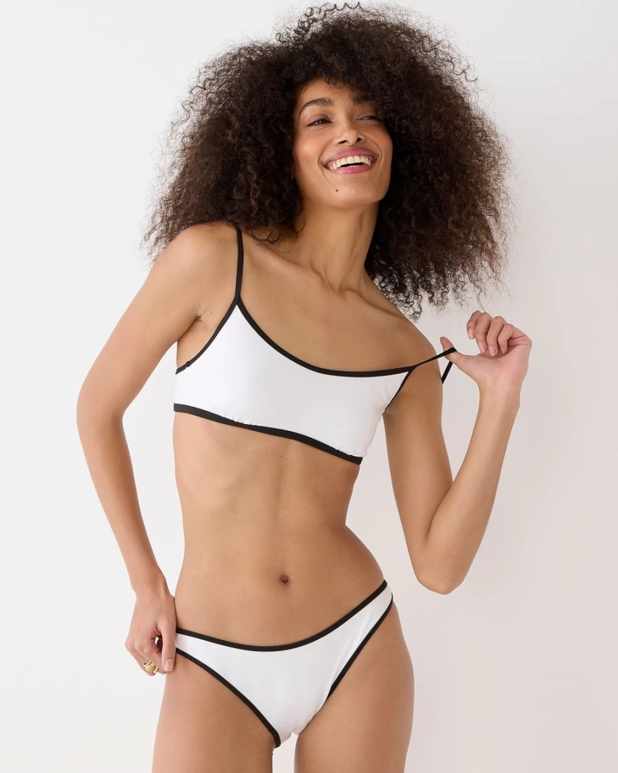 J.Crew Women's White Tipped Bikini Top - Stylish Swimwear for Summer