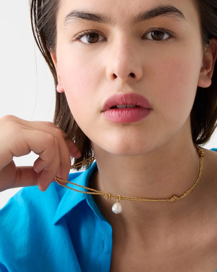 J.Crew Women's Burnished Gold Freshwater Pearl Knot Necklace