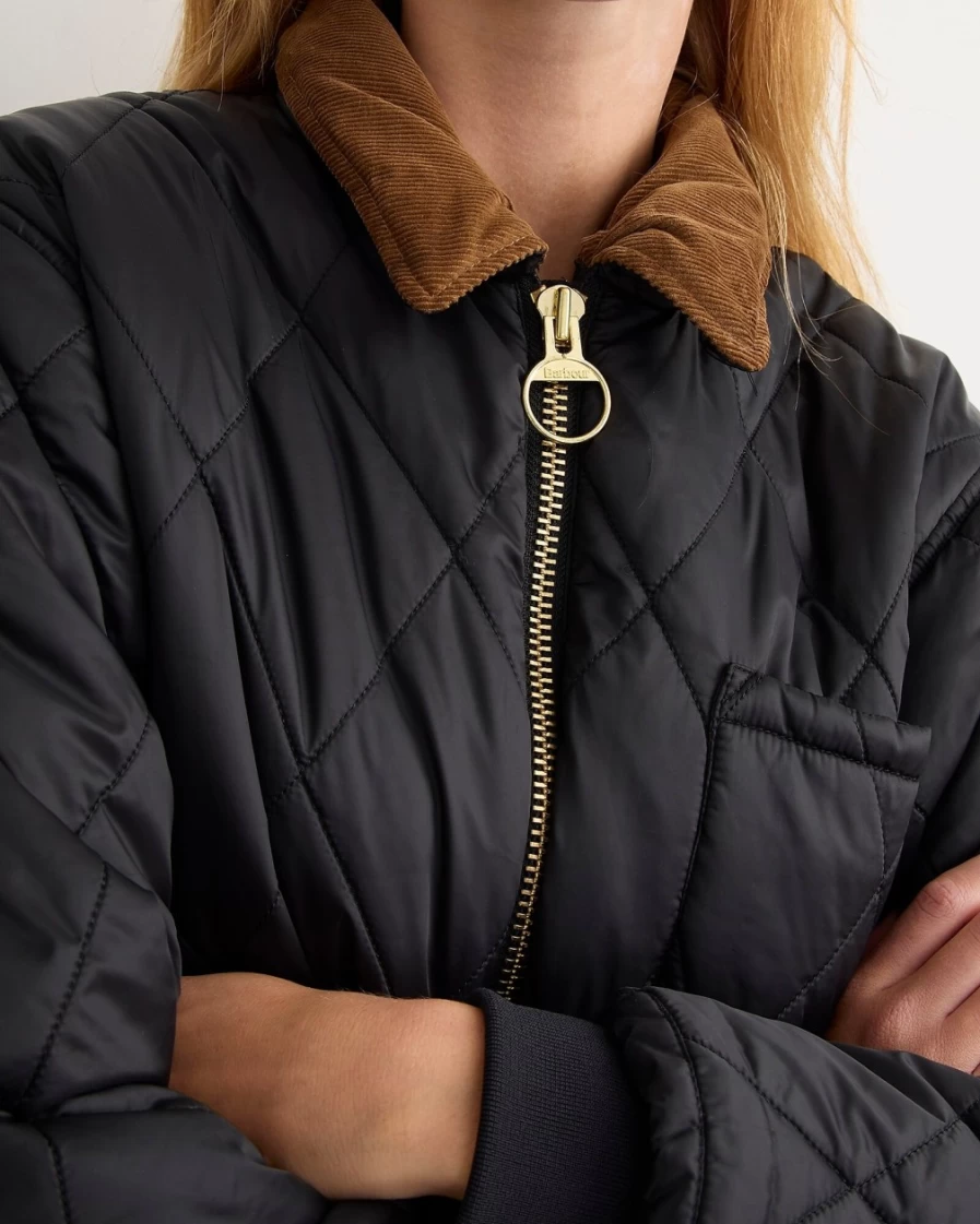 J.Crew Women's Limited-Edition Vaila Quilted Jacket in Black/Ancient - Barbour® Collaboration