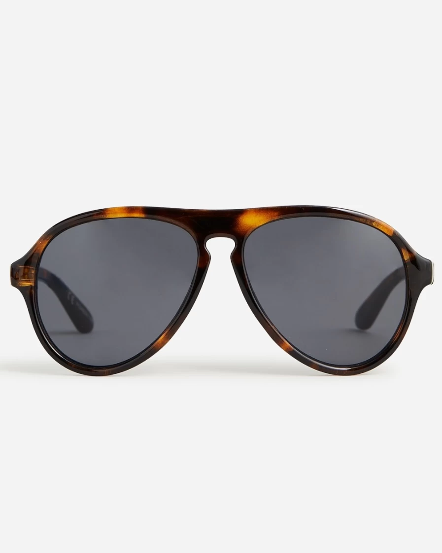 J.Crew Boys' Dark Walnut Tortoise Shell Aviator Sunglasses for Kids
