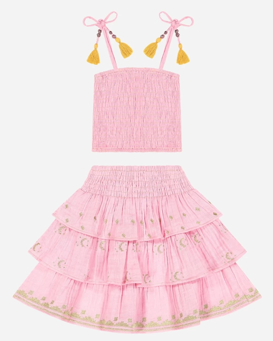 J.Crew Girls' Pink Louisa Smocked Top and Skirt Set | St. Barth™ Collection