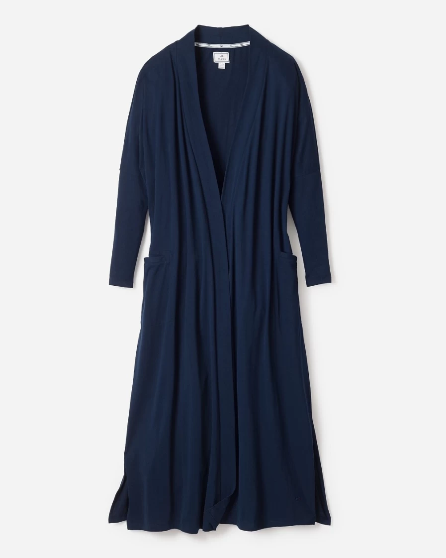 J.Crew Women's Navy Luxe Pima Cotton Duster Robe - Petite Plume™ Collection