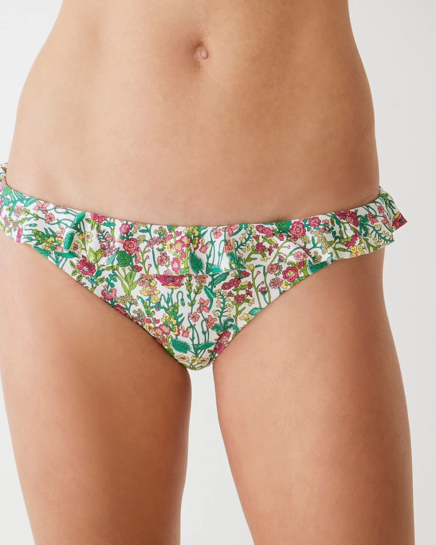 J.Crew Women's White Multi Ruffle Bikini Bottom in Liberty® Fabric