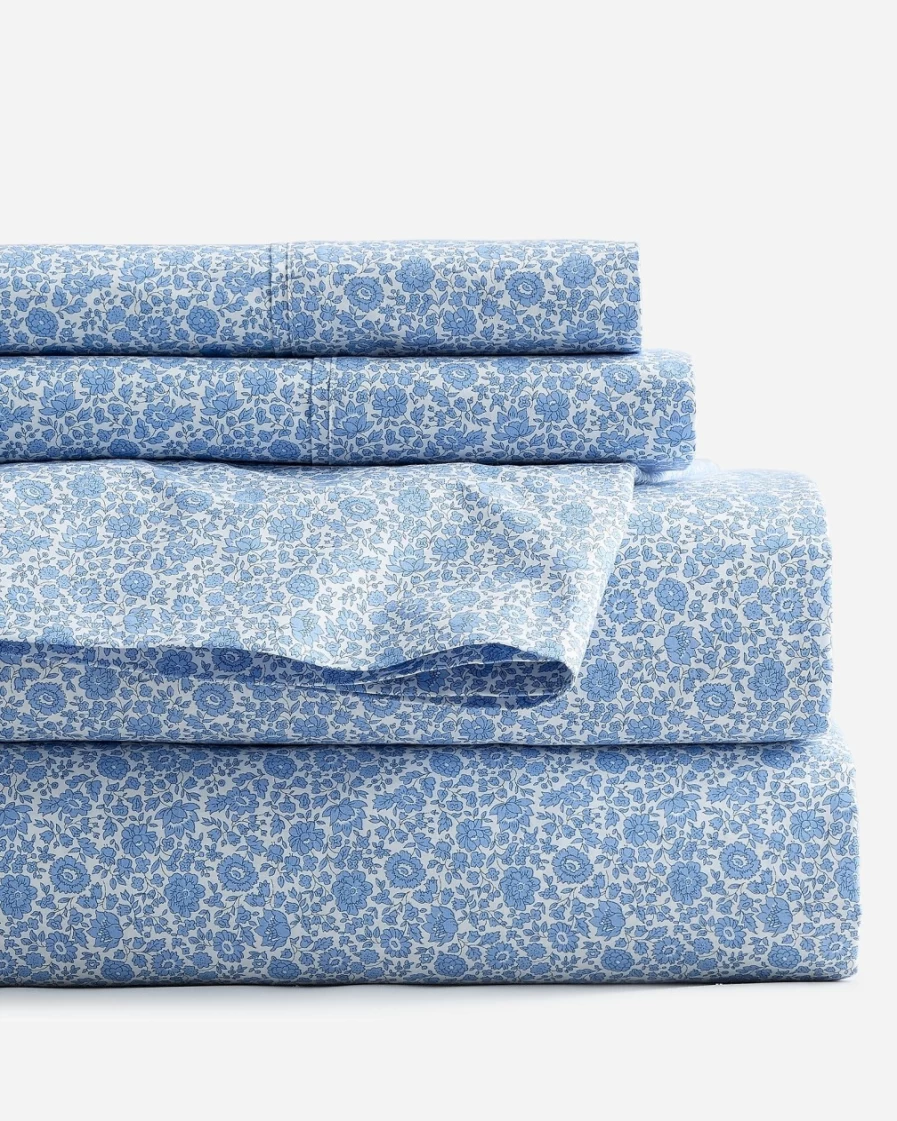 J.Crew Liberty® D'Anjo Coast Blue Full/Queen Sheet Set - Soft & Stylish Bedding